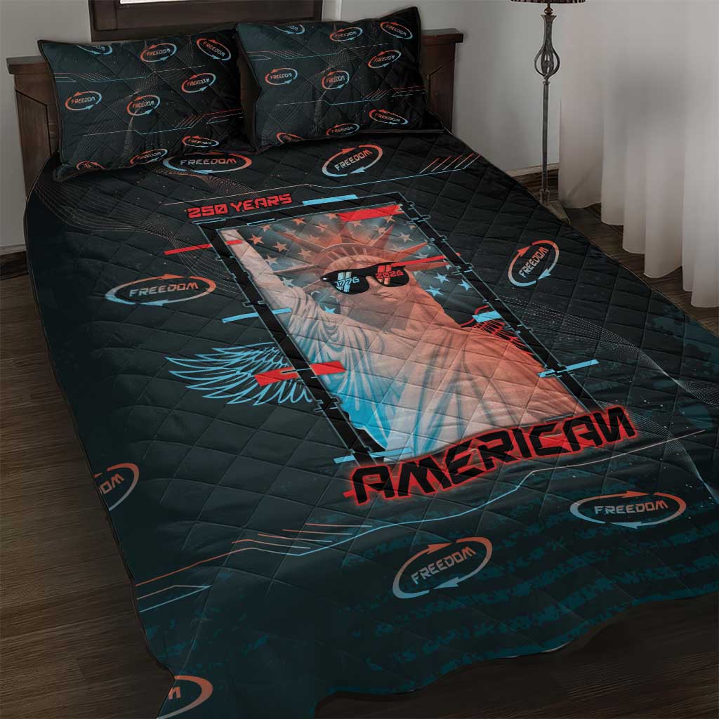United States 250th Anniversary Quilt Bed Set Statue Of Liberty Cyberpunk Style - Wonder Print Shop