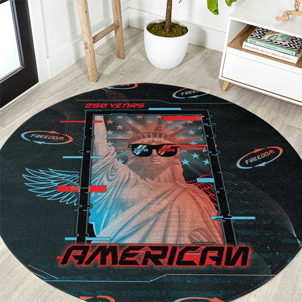 United States 250th Anniversary Round Carpet Statue Of Liberty Cyberpunk Style - Wonder Print Shop