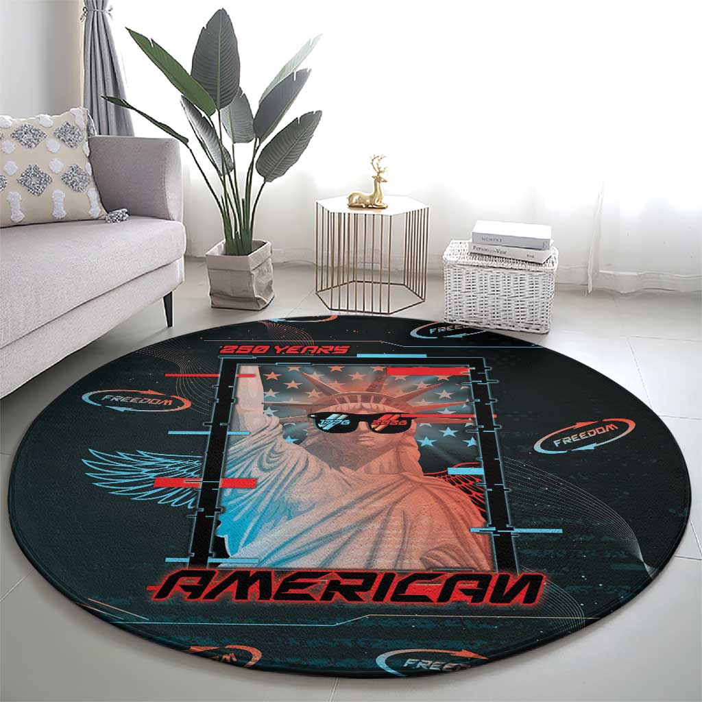 United States 250th Anniversary Round Carpet Statue Of Liberty Cyberpunk Style - Wonder Print Shop