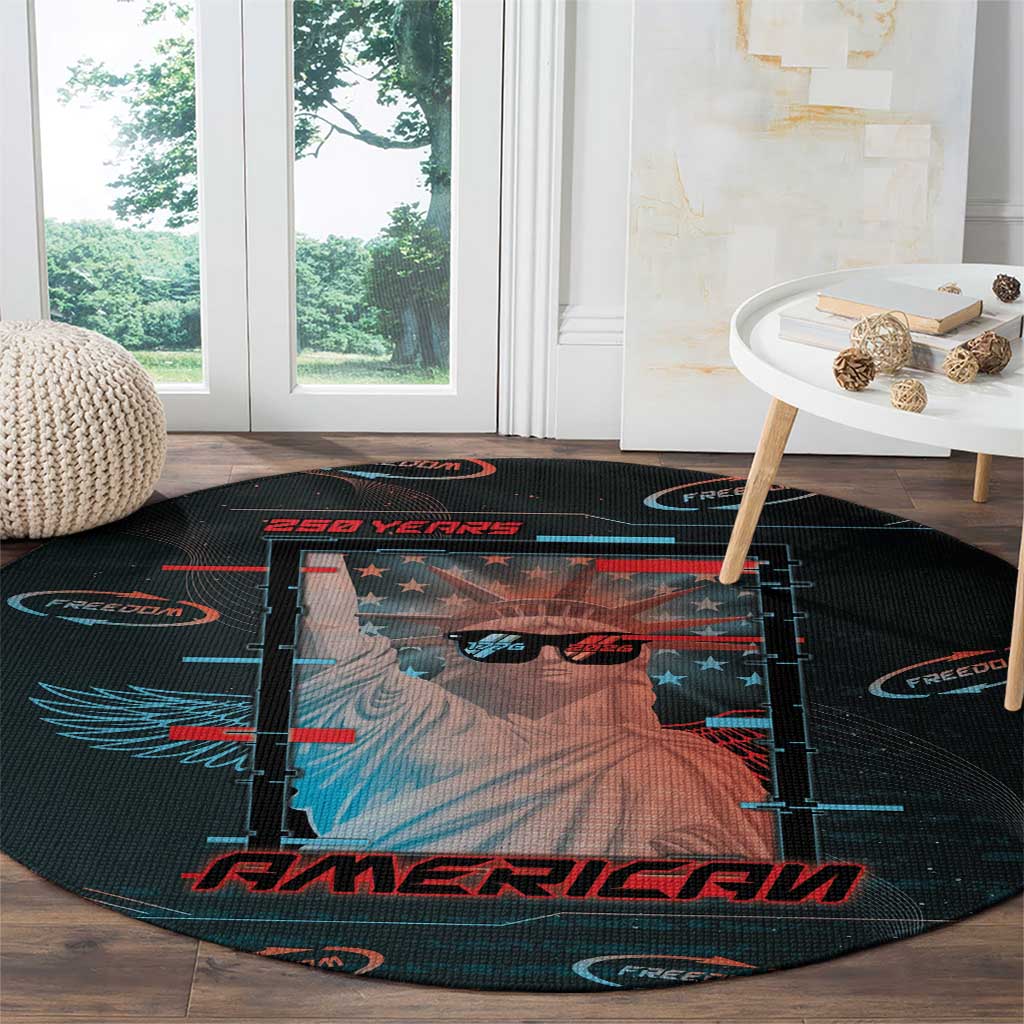 United States 250th Anniversary Round Carpet Statue Of Liberty Cyberpunk Style - Wonder Print Shop