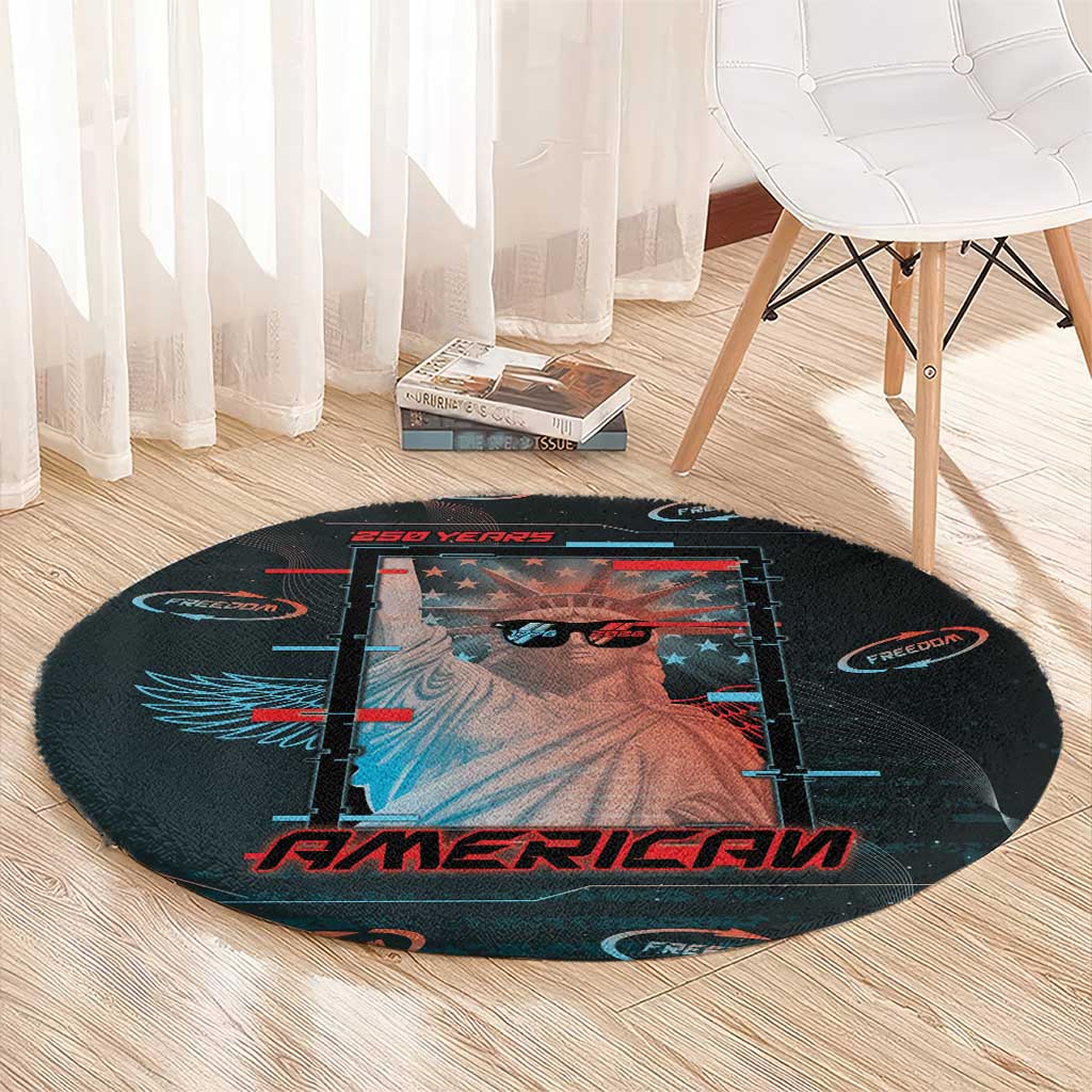 United States 250th Anniversary Round Carpet Statue Of Liberty Cyberpunk Style - Wonder Print Shop