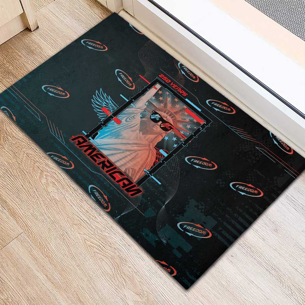 United States 250th Anniversary Rubber Doormat Statue Of Liberty Cyberpunk Style - Wonder Print Shop