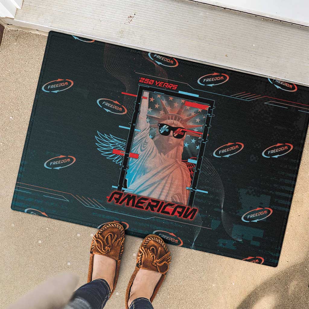 United States 250th Anniversary Rubber Doormat Statue Of Liberty Cyberpunk Style - Wonder Print Shop