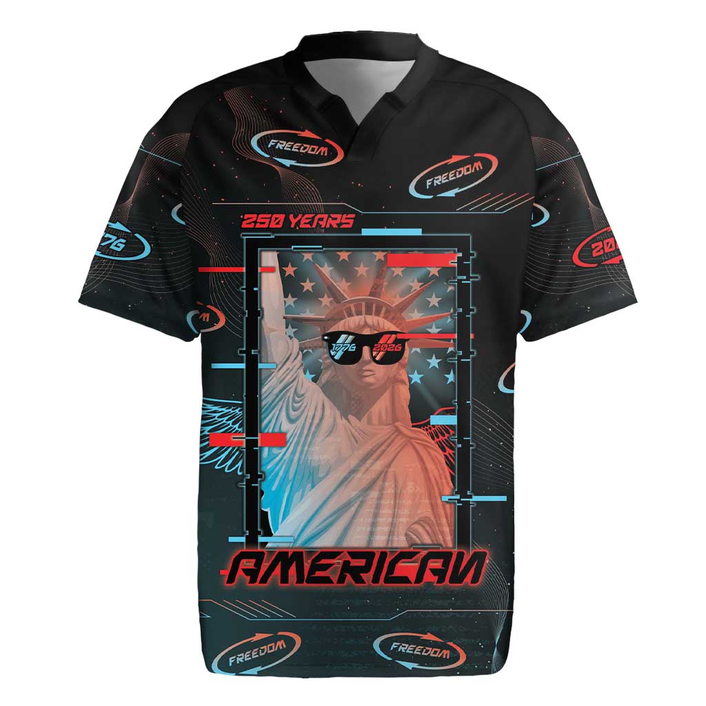 United States 250th Anniversary Rugby Jersey Statue Of Liberty Cyberpunk Style - Wonder Print Shop