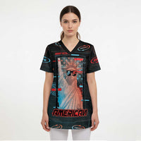 United States 250th Anniversary Scrub Top Statue Of Liberty Cyberpunk Style - Wonder Print Shop