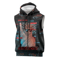 United States 250th Anniversary Sleeveless Zip Hoodie Statue Of Liberty Cyberpunk Style - Wonder Print Shop