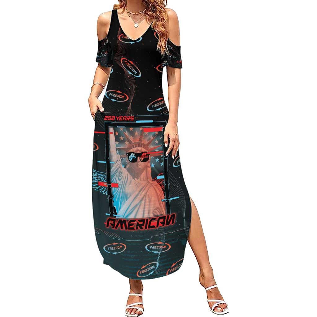 United States 250th Anniversary Summer Maxi Dress Statue Of Liberty Cyberpunk Style - Wonder Print Shop