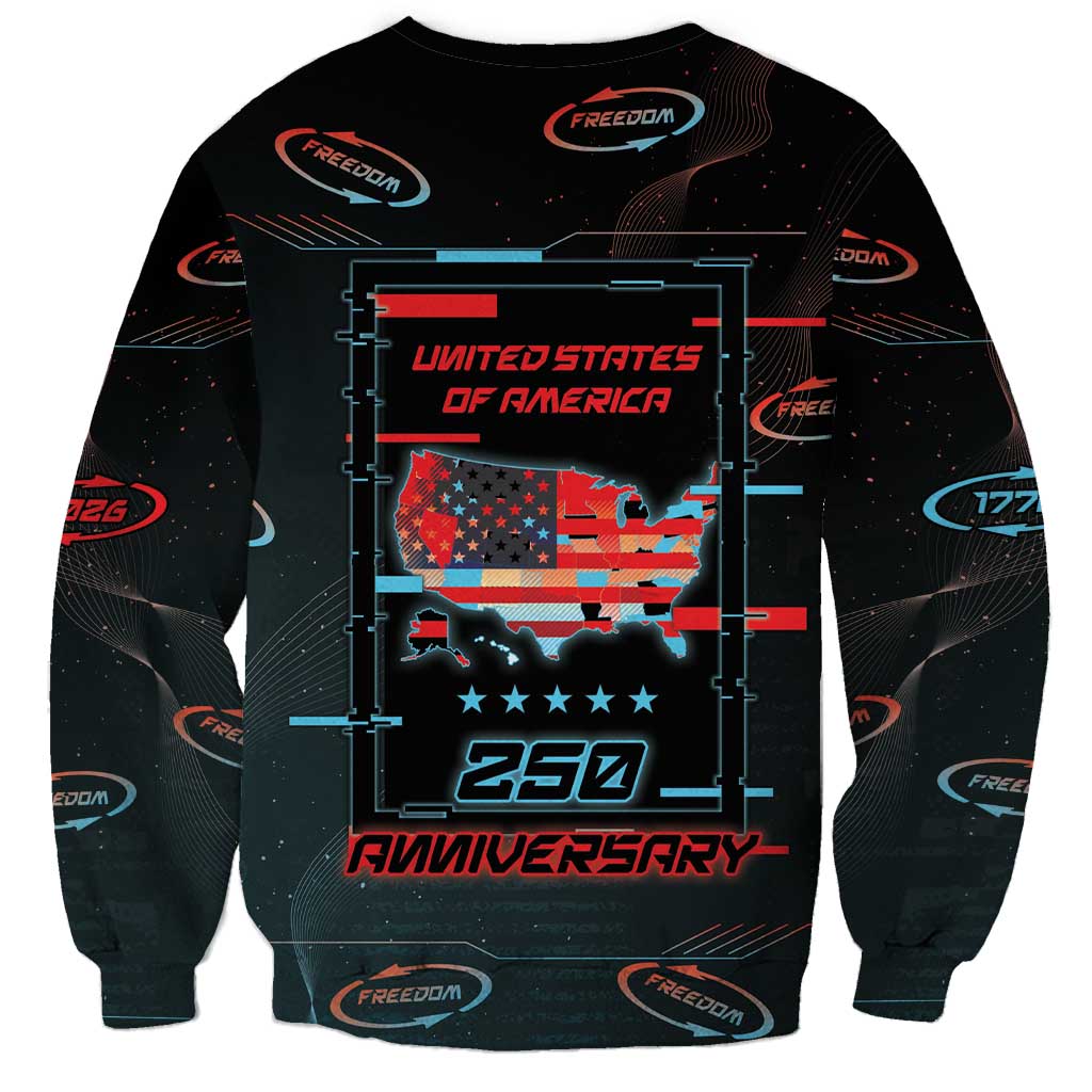 United States 250th Anniversary Sweatshirt Statue Of Liberty Cyberpunk Style - Wonder Print Shop