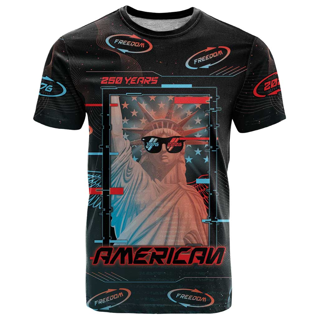 United States 250th Anniversary T Shirt Statue Of Liberty Cyberpunk Style - Wonder Print Shop