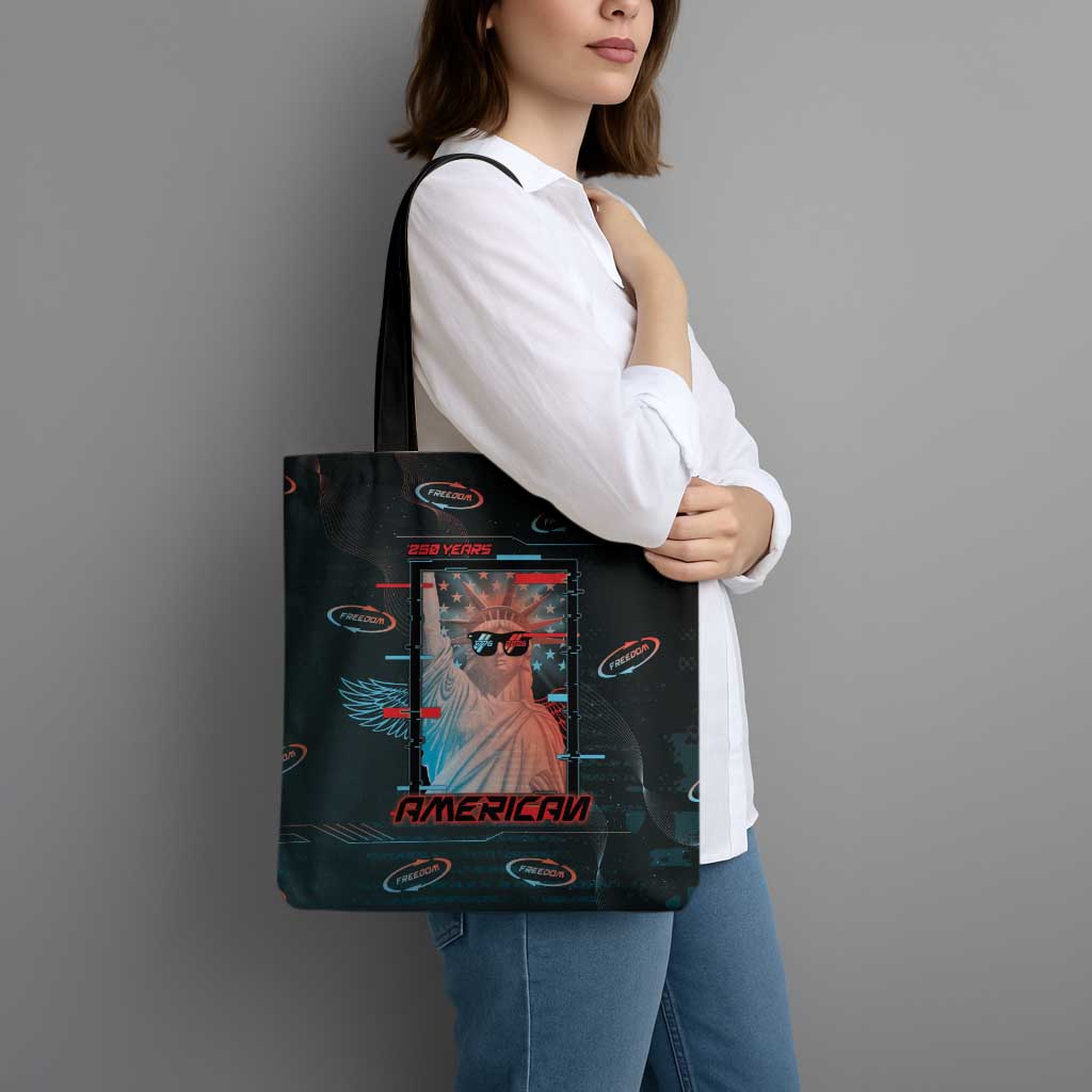 United States 250th Anniversary Tote Bag Statue Of Liberty Cyberpunk Style - Wonder Print Shop
