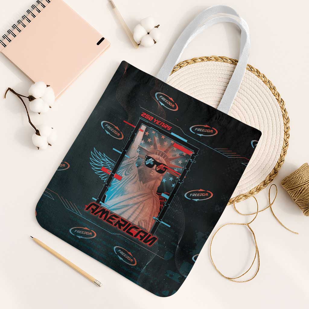 United States 250th Anniversary Tote Bag Statue Of Liberty Cyberpunk Style - Wonder Print Shop