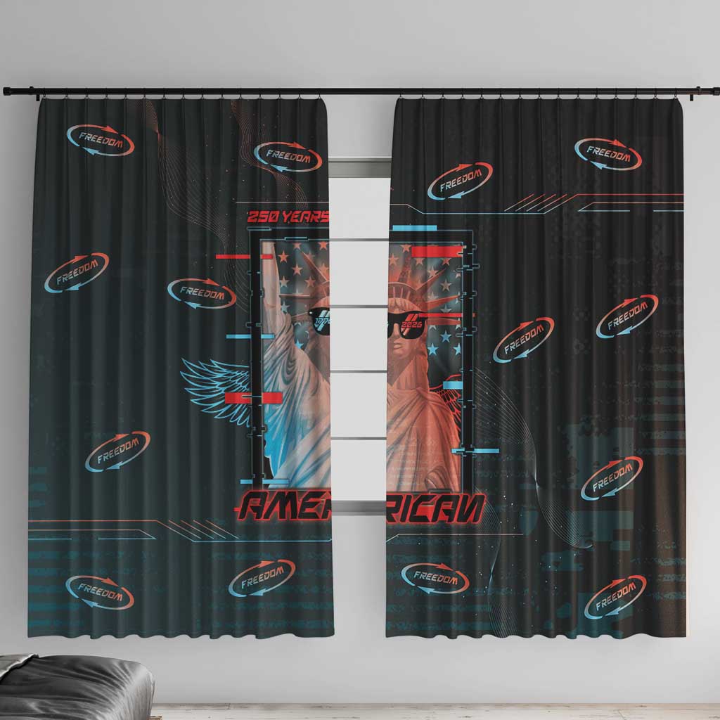 United States 250th Anniversary Window Curtain Statue Of Liberty Cyberpunk Style - Wonder Print Shop
