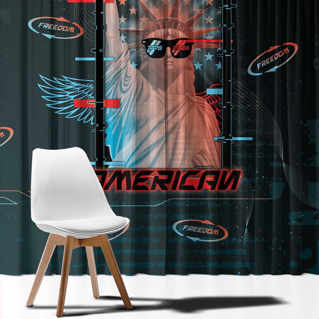 United States 250th Anniversary Window Curtain Statue Of Liberty Cyberpunk Style - Wonder Print Shop