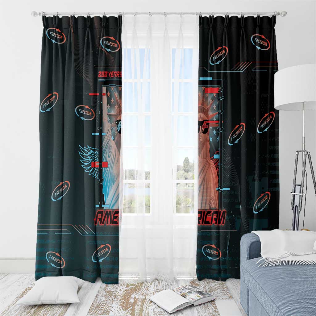 United States 250th Anniversary Window Curtain Statue Of Liberty Cyberpunk Style - Wonder Print Shop