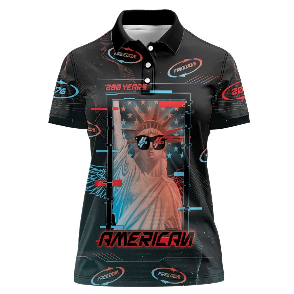 United States 250th Anniversary Women Polo Shirt Statue Of Liberty Cyberpunk Style - Wonder Print Shop