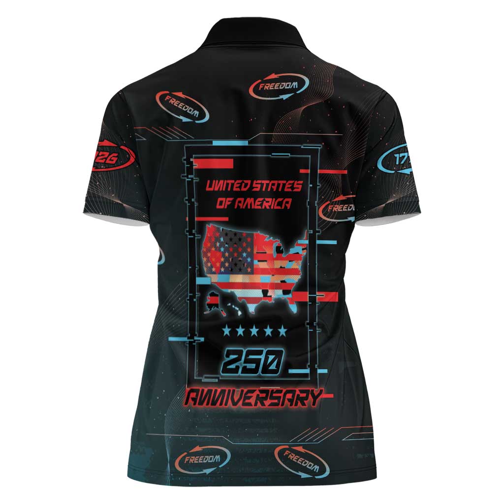 United States 250th Anniversary Women Polo Shirt Statue Of Liberty Cyberpunk Style - Wonder Print Shop