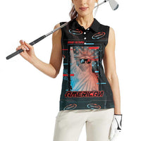United States 250th Anniversary Women Sleeveless Polo Shirt Statue Of Liberty Cyberpunk Style - Wonder Print Shop