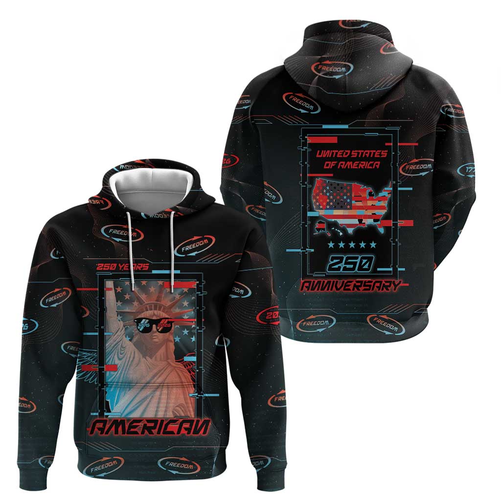 United States 250th Anniversary Zip Hoodie Statue Of Liberty Cyberpunk Style - Wonder Print Shop