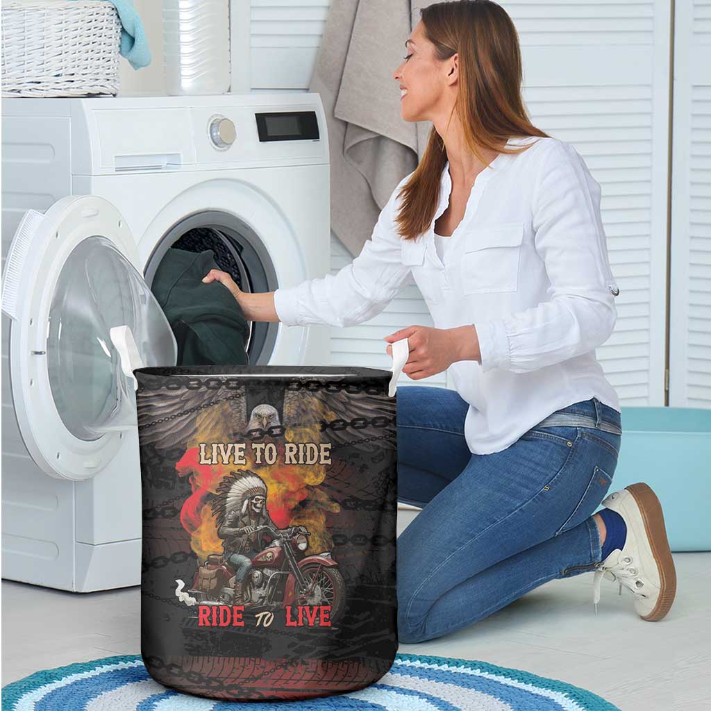 Indian Motorcycle Laundry Basket Live To Ride Skull Biker Native American - Wonder Print Shop