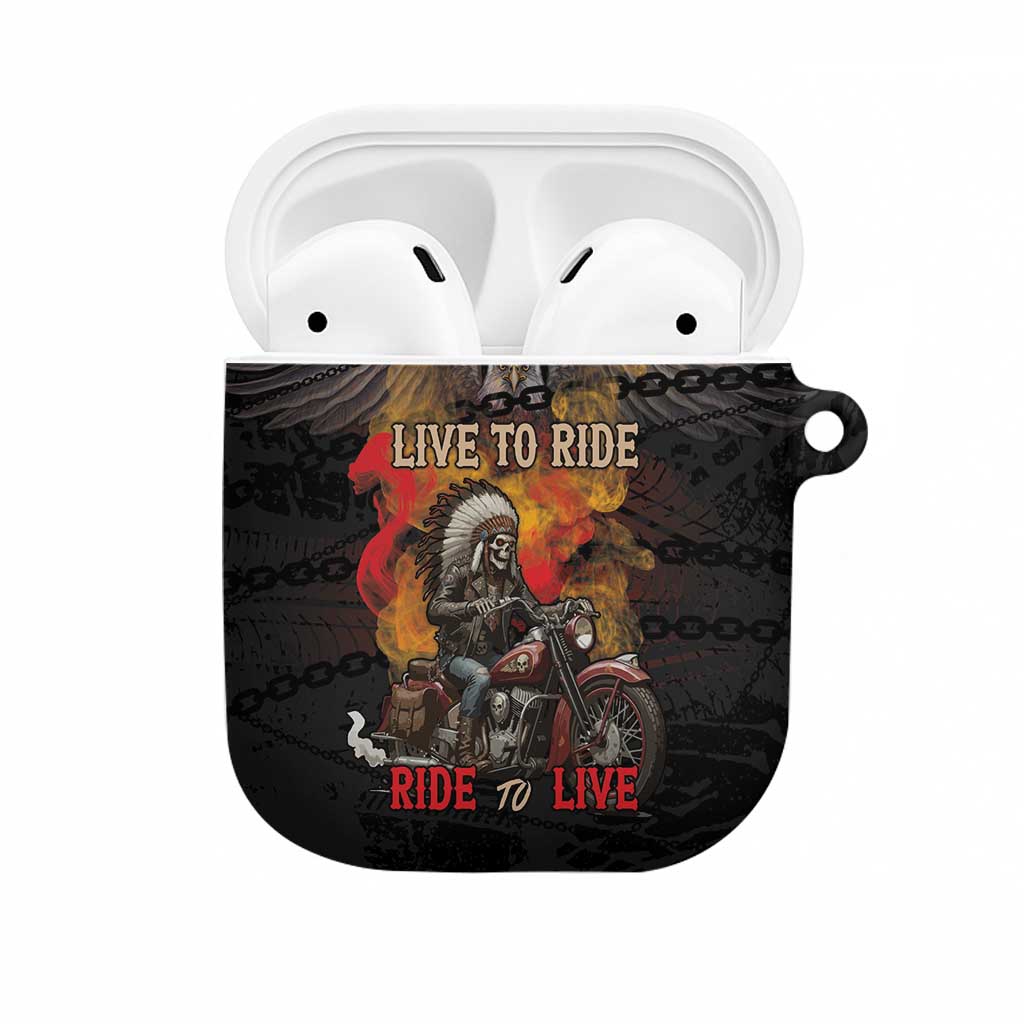 Indian Motorcycle AirPods Case Live To Ride Skull Biker Native American - Wonder Print Shop