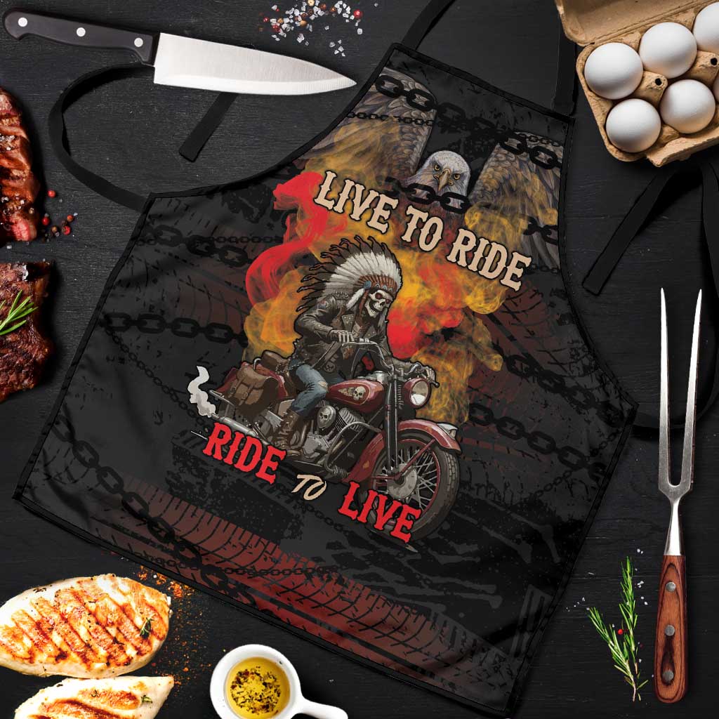 Indian Motorcycle Apron Live To Ride Skull Biker Native American - Wonder Print Shop