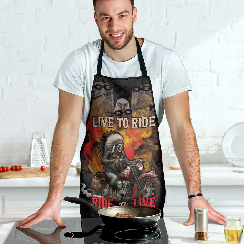 Indian Motorcycle Apron Live To Ride Skull Biker Native American - Wonder Print Shop