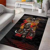 Indian Motorcycle Area Rug Live To Ride Skull Biker Native American - Wonder Print Shop