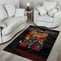 Indian Motorcycle Area Rug Live To Ride Skull Biker Native American - Wonder Print Shop
