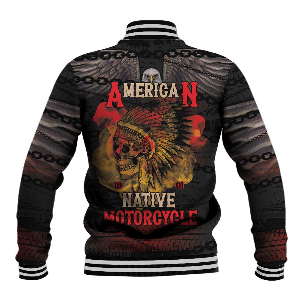 Indian Motorcycle Baseball Jacket Live To Ride Skull Biker Native American - Wonder Print Shop