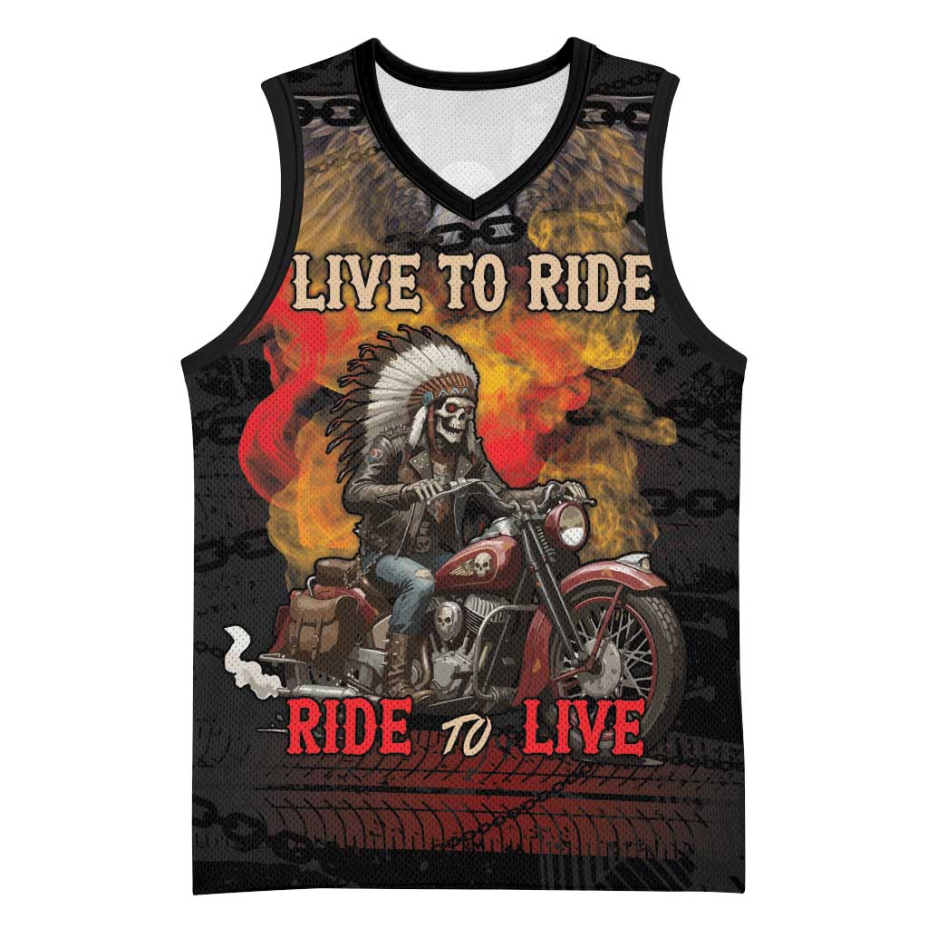 Indian Motorcycle Basketball Jersey Live To Ride Skull Biker Native American - Wonder Print Shop