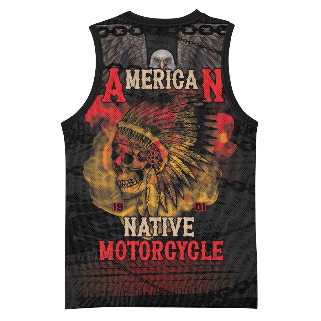 Indian Motorcycle Basketball Jersey Live To Ride Skull Biker Native American - Wonder Print Shop