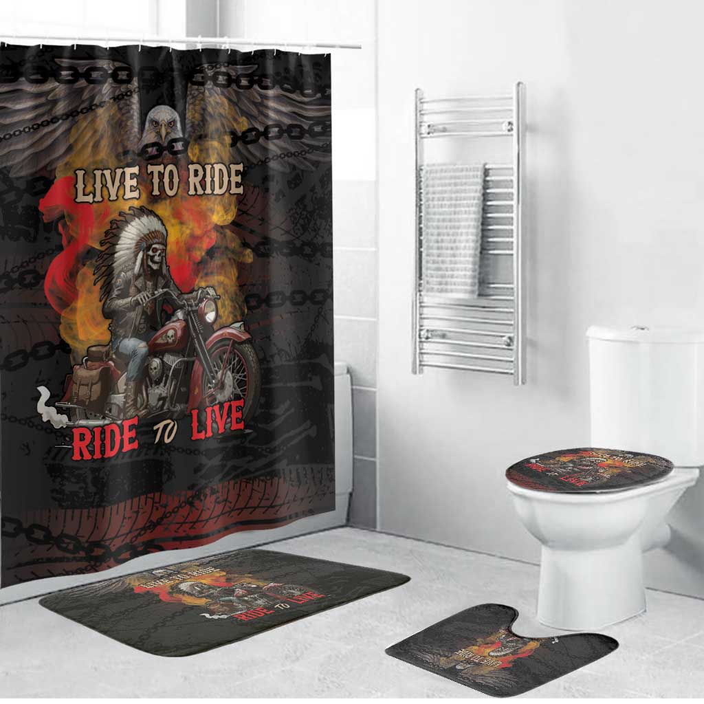 Indian Motorcycle Bathroom Set Live To Ride Skull Biker Native American - Wonder Print Shop