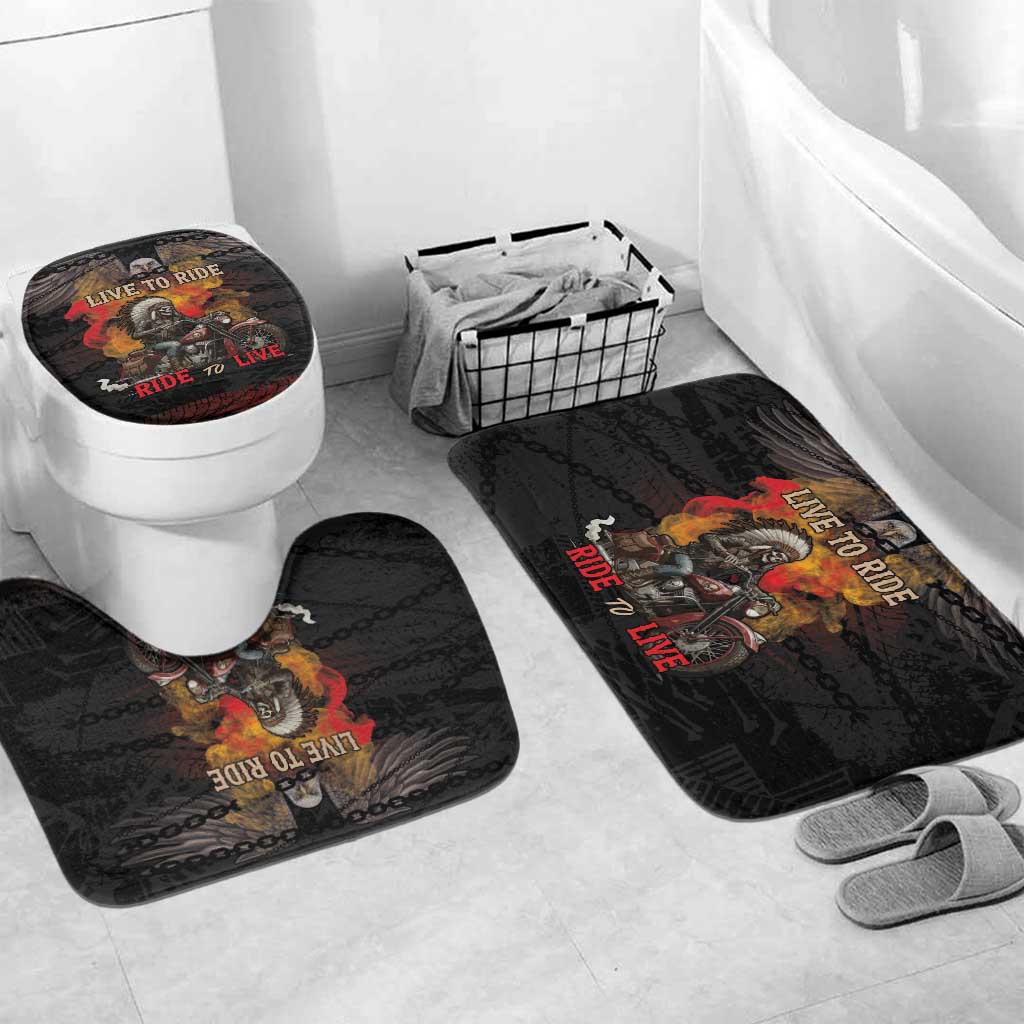 Indian Motorcycle Bathroom Set Live To Ride Skull Biker Native American - Wonder Print Shop