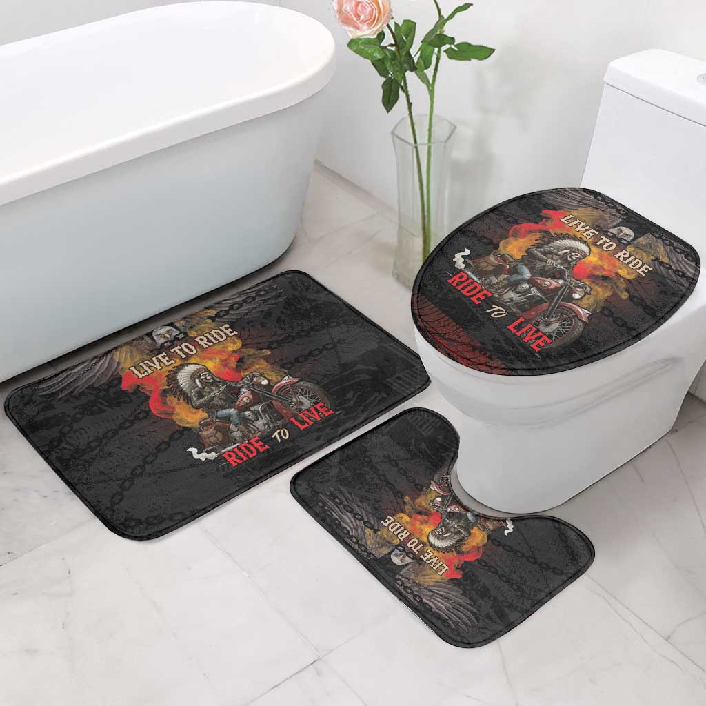 Indian Motorcycle Bathroom Set Live To Ride Skull Biker Native American - Wonder Print Shop