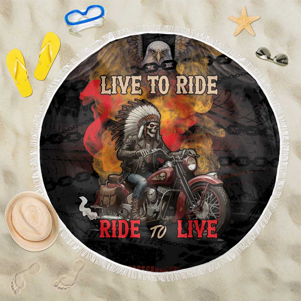 Indian Motorcycle Beach Blanket Live To Ride Skull Biker Native American - Wonder Print Shop