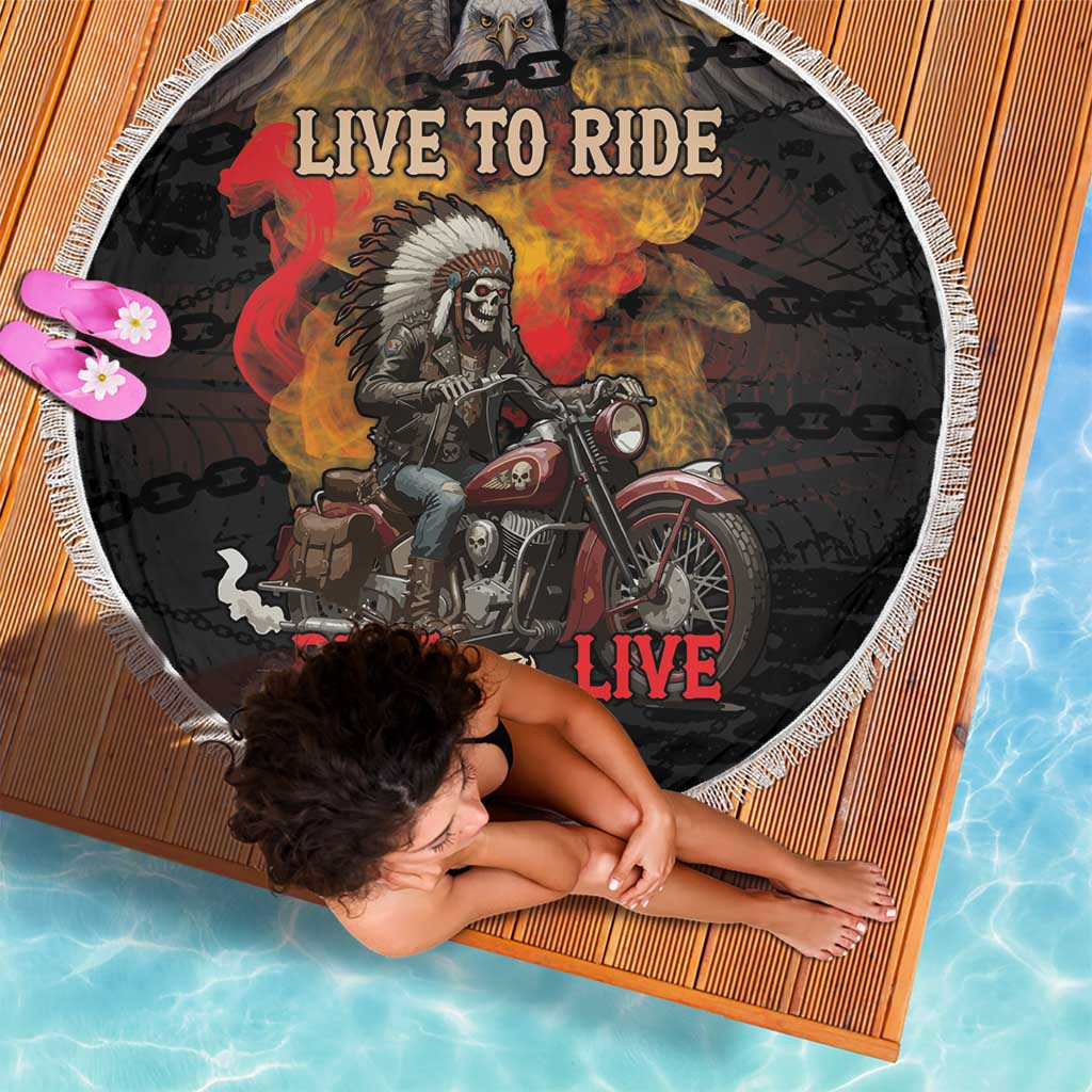 Indian Motorcycle Beach Blanket Live To Ride Skull Biker Native American - Wonder Print Shop