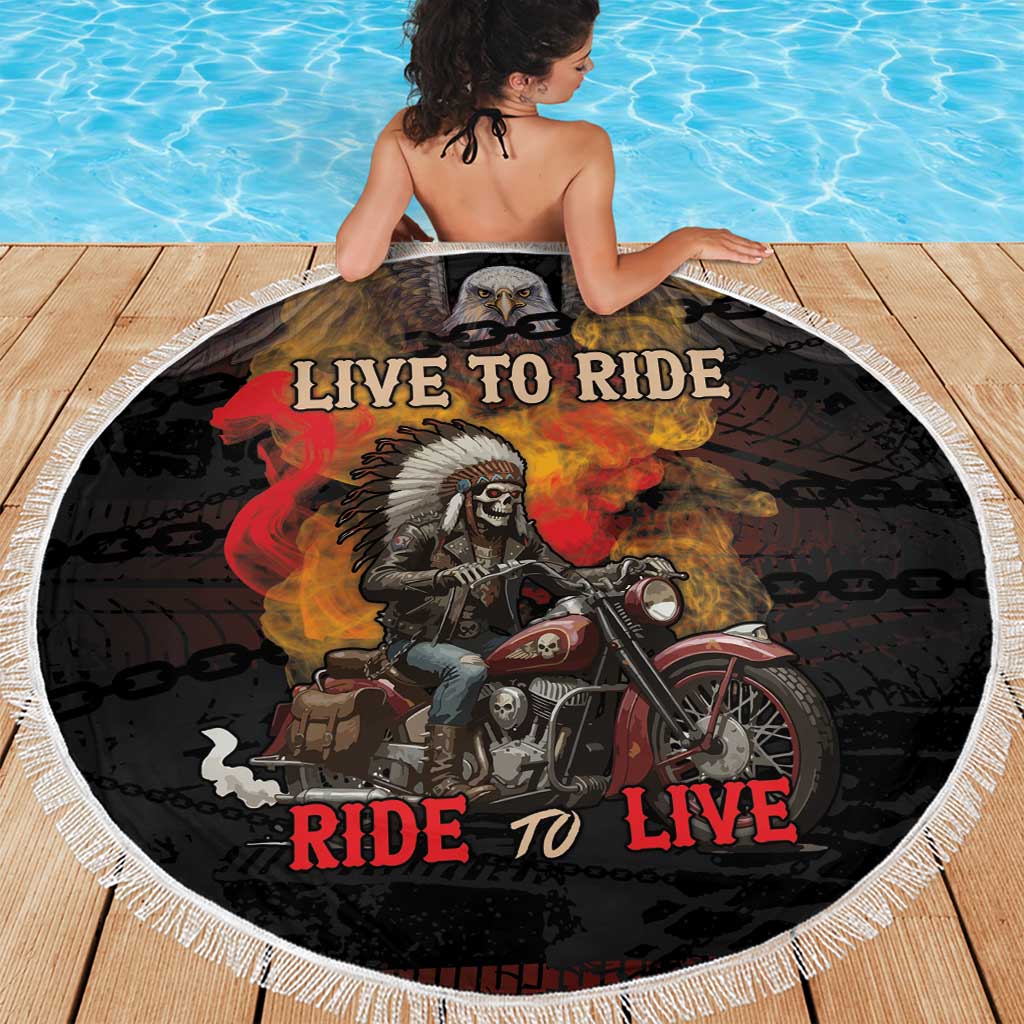 Indian Motorcycle Beach Blanket Live To Ride Skull Biker Native American - Wonder Print Shop
