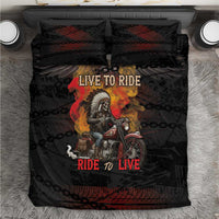 Indian Motorcycle Bedding Set Live To Ride Skull Biker Native American - Wonder Print Shop