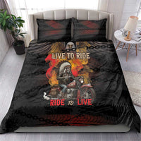 Indian Motorcycle Bedding Set Live To Ride Skull Biker Native American - Wonder Print Shop