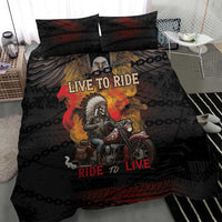 Indian Motorcycle Bedding Set Live To Ride Skull Biker Native American - Wonder Print Shop