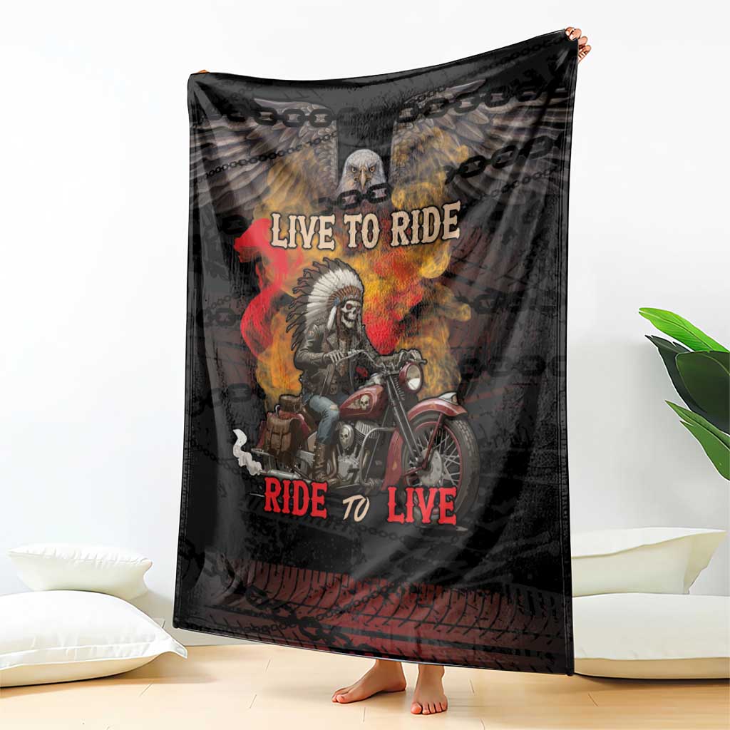 Indian Motorcycle Blanket Live To Ride Skull Biker Native American - Wonder Print Shop