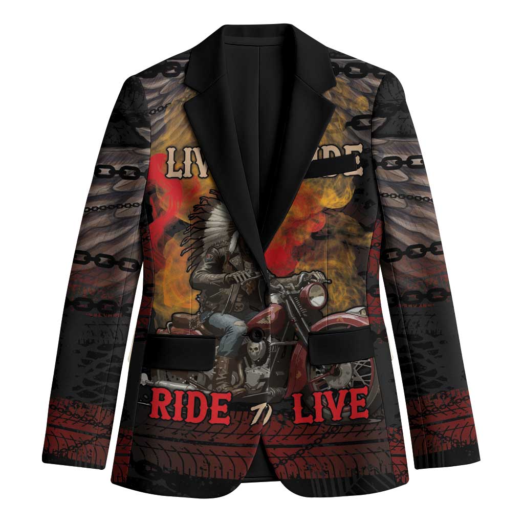 Indian Motorcycle Blazer Live To Ride Skull Biker Native American - Wonder Print Shop