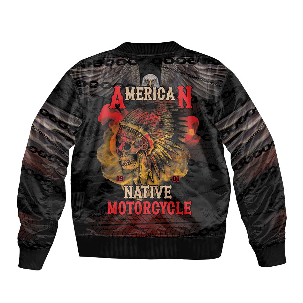 Indian Motorcycle Bomber Jacket Live To Ride Skull Biker Native American - Wonder Print Shop