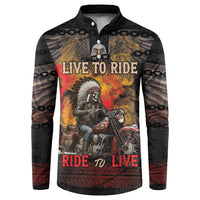 Indian Motorcycle Button Sweatshirt Live To Ride Skull Biker Native American - Wonder Print Shop
