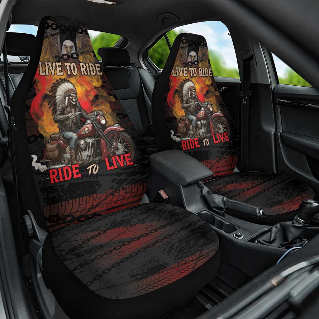 Indian Motorcycle Car Seat Cover Live To Ride Skull Biker Native American - Wonder Print Shop