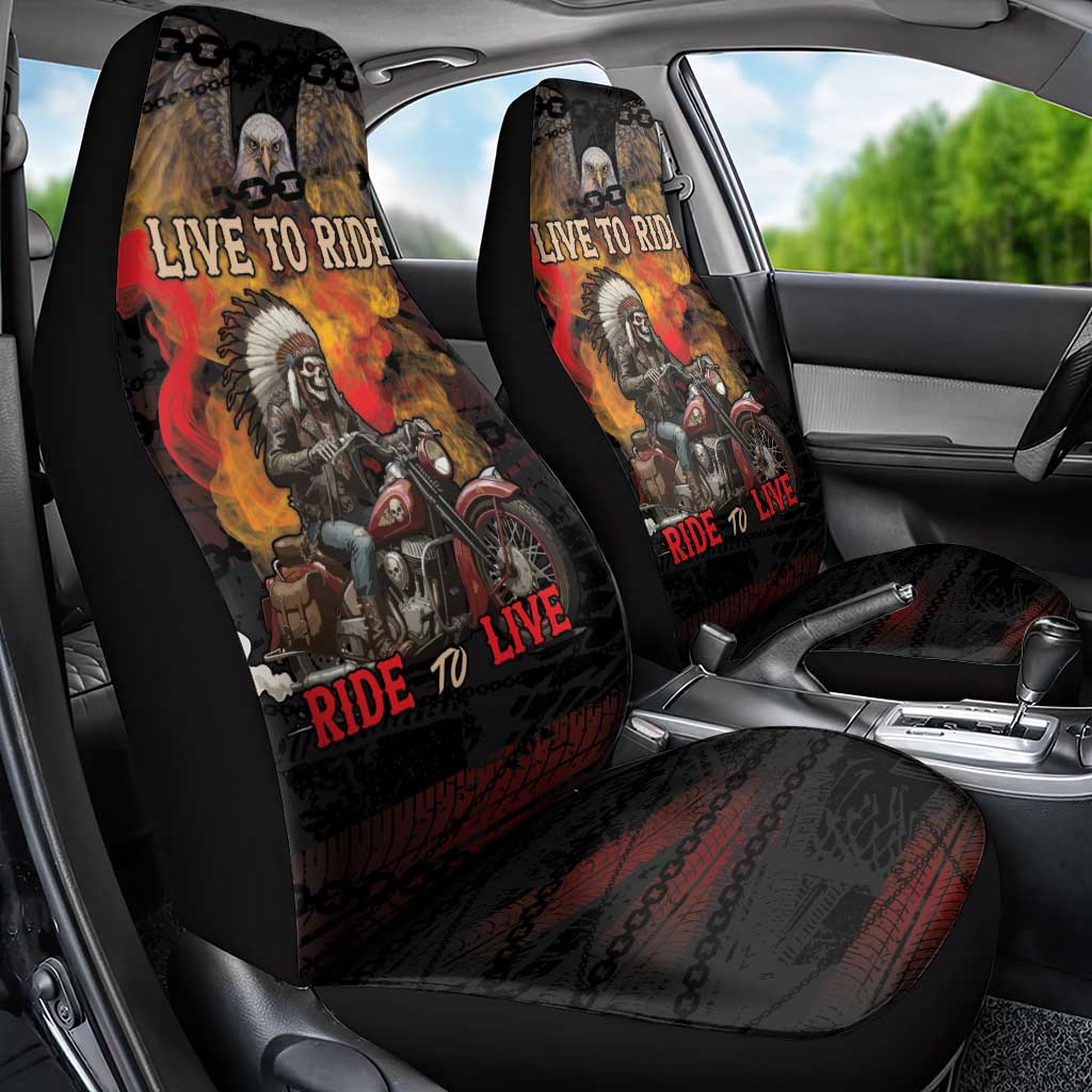 Indian Motorcycle Car Seat Cover Live To Ride Skull Biker Native American - Wonder Print Shop