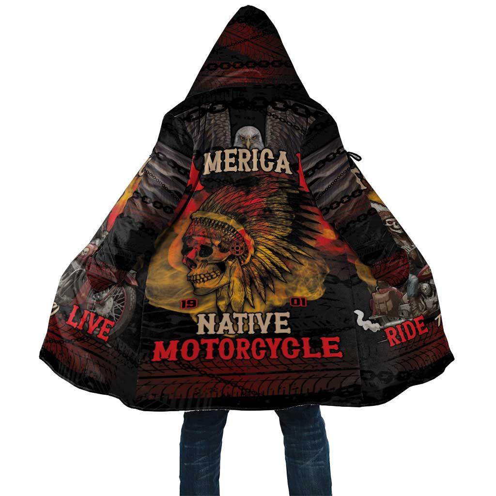 Indian Motorcycle Cloak Live To Ride Skull Biker Native American - Wonder Print Shop