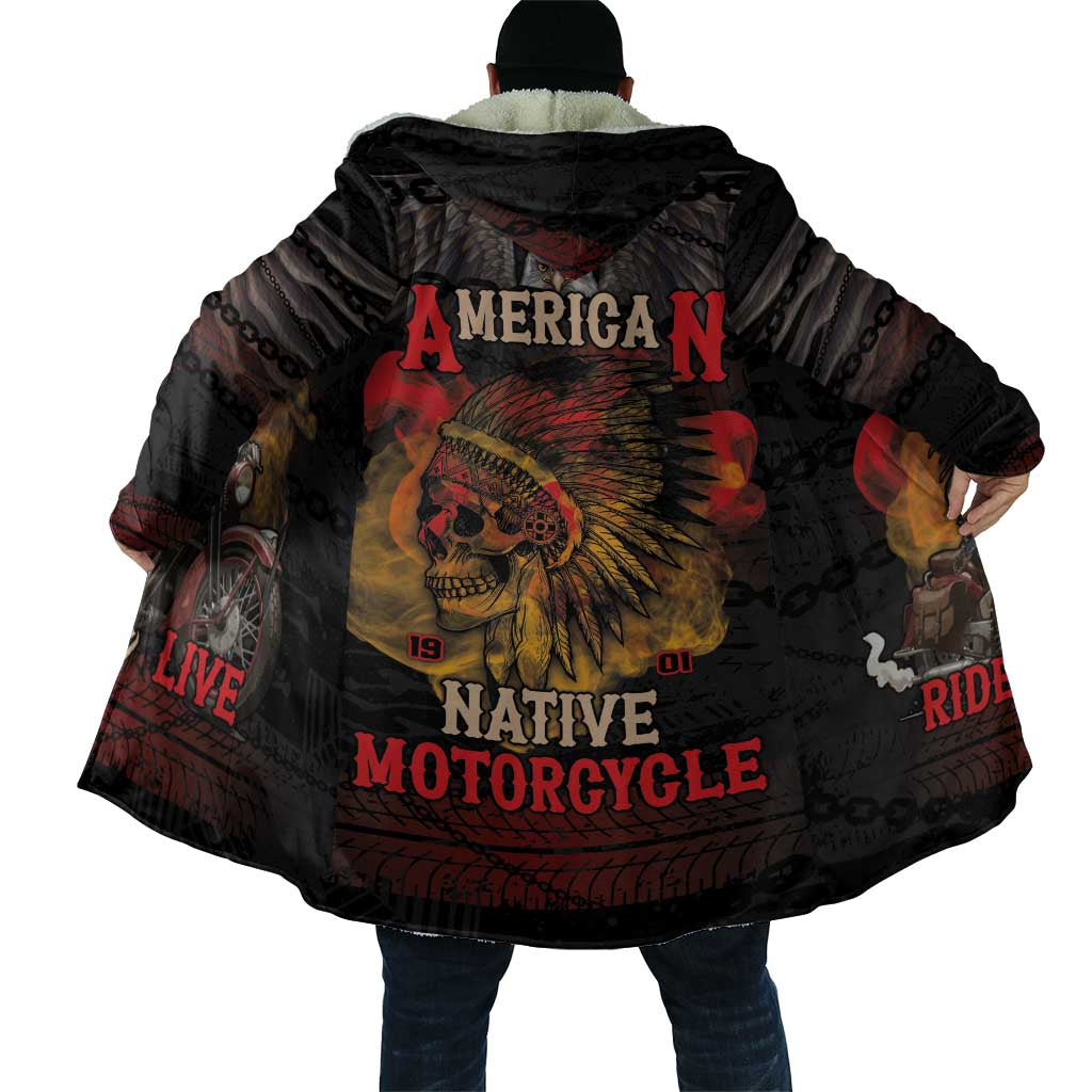 Indian Motorcycle Cloak Live To Ride Skull Biker Native American - Wonder Print Shop