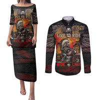 Indian Motorcycle Couples Matching Puletasi and Long Sleeve Button Shirt Live To Ride Skull Biker Native American - Wonder Print Shop