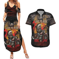 Indian Motorcycle Couples Matching Summer Maxi Dress and Hawaiian Shirt Live To Ride Skull Biker Native American - Wonder Print Shop